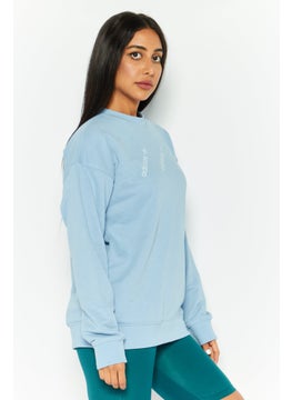 adidas Originals Women Sportswear Fit Long Sleeves Outdoor Sweatshirt, Light Blue  - Image 3