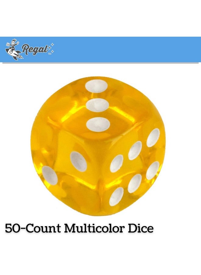 Regal Games 6Sided Translucent Game Dice Standard 16Mm Size 50Count Multicolor Expansion Set For Velocity And Farkle Games Compatible With Tenzi Perfect For Group Events Bulk Buying - Image 2