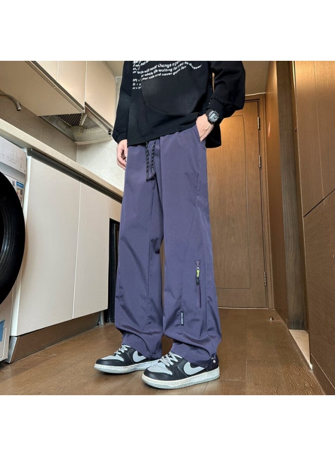 Dingfengbaoluo Outdoor Hiking Pants Autumn Trendy American Style Loose Straight Comfortable Casual Work Pants Aer33 Purple 3XL - Image 1