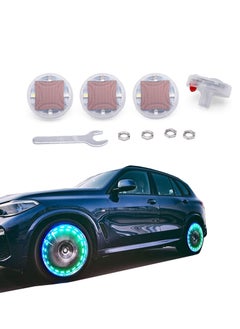 Excefore Tire Valve Stem Caps,  4pcs Solar Car Wheel Tire Air Valve Cap Lights with Motion Sensors Colorful Flashing Led Tire Light Gas Nozzle for Car Bicycle Motorcycles  - Image 1