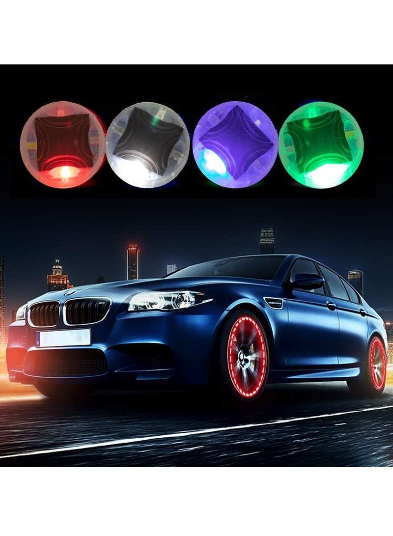 Excefore Tire Valve Stem Caps,  4pcs Solar Car Wheel Tire Air Valve Cap Lights with Motion Sensors Colorful Flashing Led Tire Light Gas Nozzle for Car Bicycle Motorcycles - Image 2