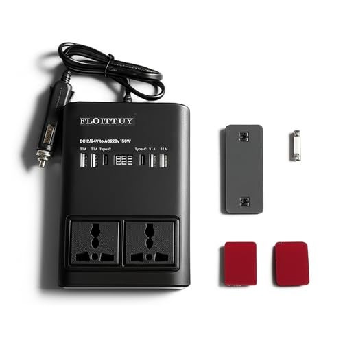 FLOITTUY Portable Car Power Inverter/Laptop Charger with LED Display | Car Socket to Plug Adapter | 12V DC to 220V AC Socket Converter | 4 USB+2 3Pin Plug+2 Type-C for Laptop,Mobile,Other(1) - Image 1