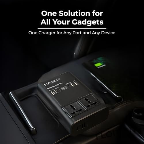 FLOITTUY Portable Car Power Inverter/Laptop Charger with LED Display | Car Socket to Plug Adapter | 12V DC to 220V AC Socket Converter | 4 USB+2 3Pin Plug+2 Type-C for Laptop,Mobile,Other(1) - Image 4