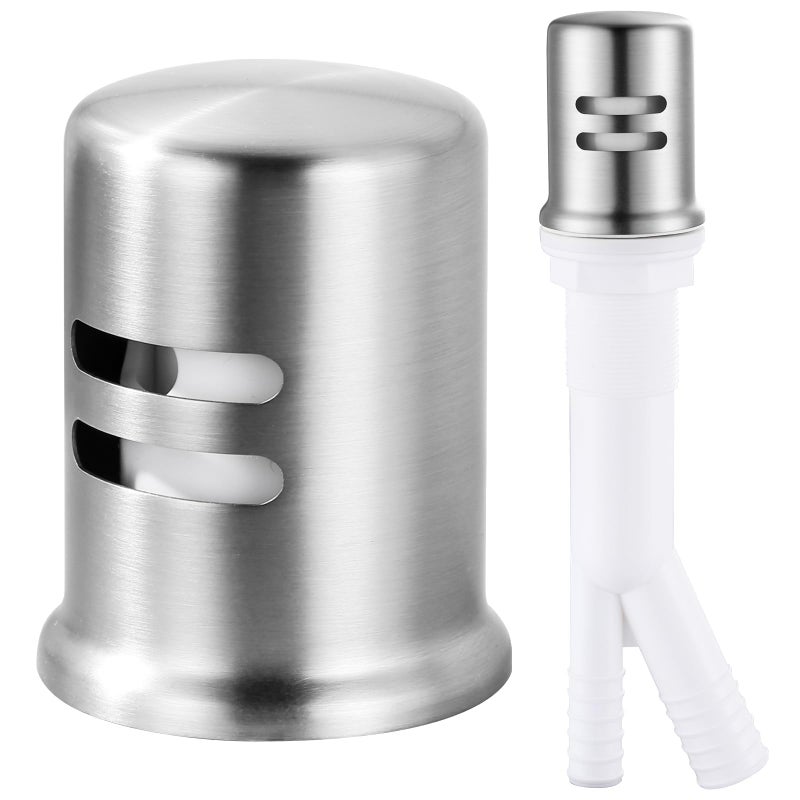 ALEASHA Dishwasher Air Gap Cover, Dishwasher Air Gap Cap for Kitchen Sink, Solid Brass Dishwasher Overflow Vent Cap Replacement Kit, Brushed Nickel - Image 1