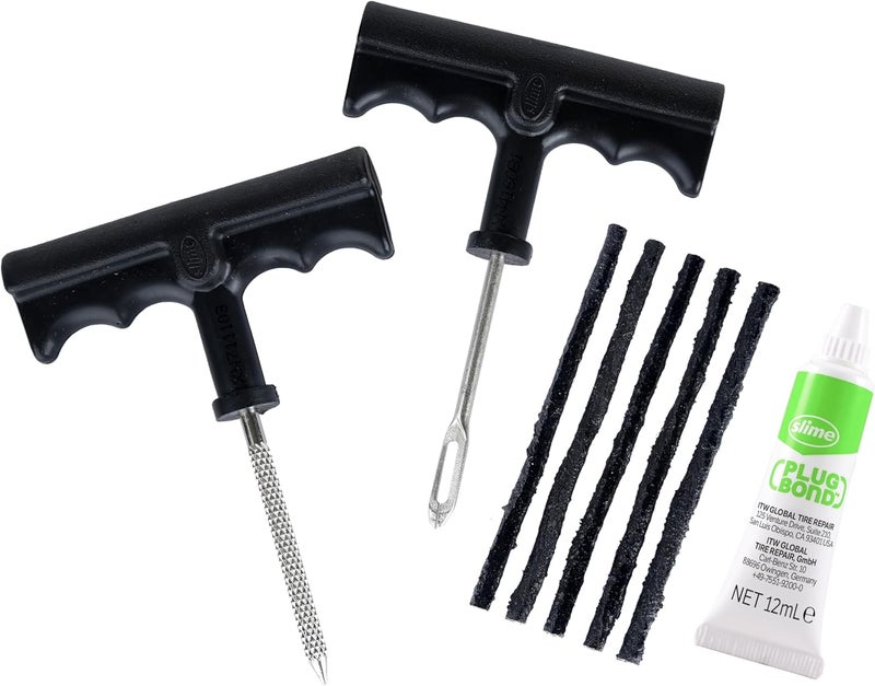 Slime 20500 Tyre Repair Reamer Plug Kit, Medium Heavy Duty Strings, T Handle Type and Plug Bond, 8 piece set Safe material - Image 2