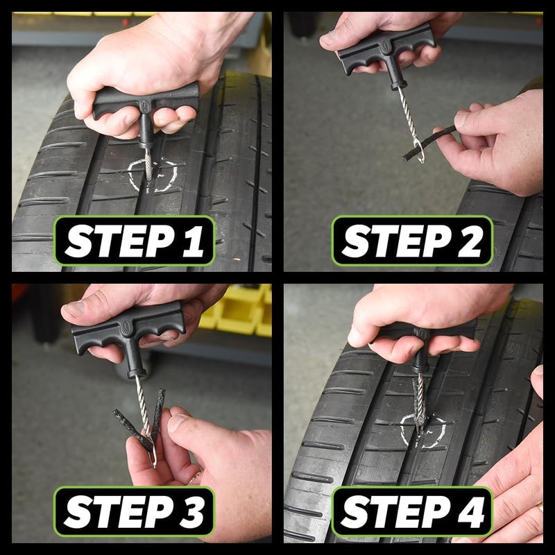 Slime 20500 Tyre Repair Reamer Plug Kit, Medium Heavy Duty Strings, T Handle Type and Plug Bond, 8 piece set Safe material - Image 3