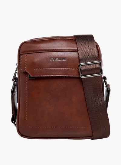 دوتشيني Solid Crossbody Bag with Adjustable Strap and Zip Closure