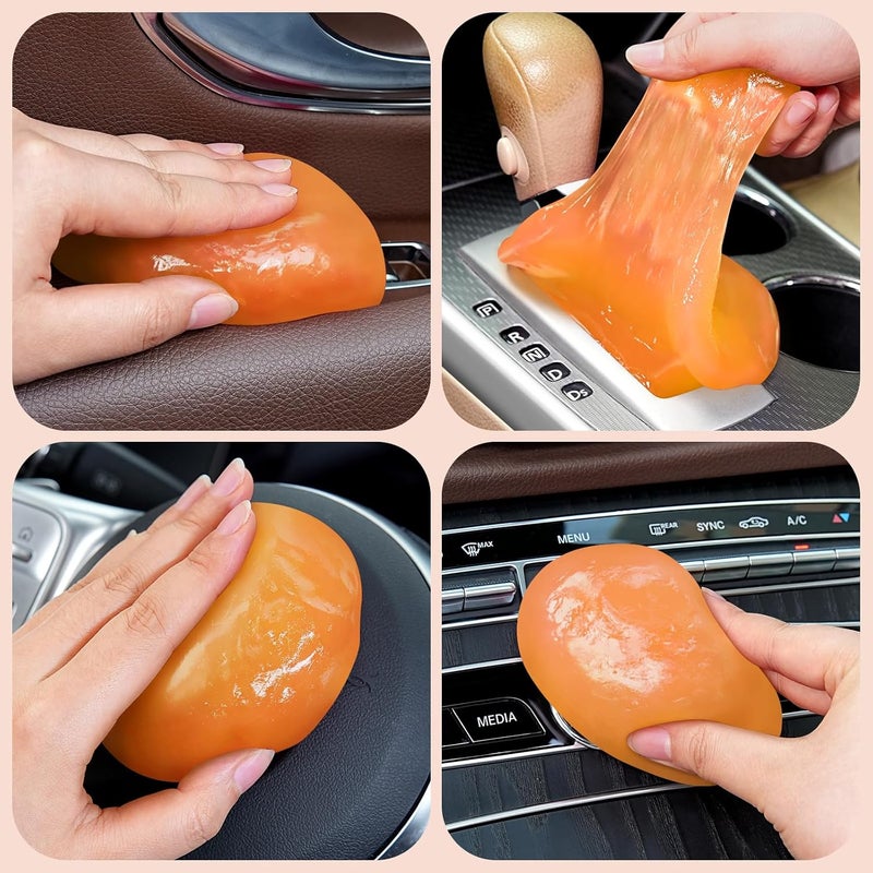 TeSabMi Car Cleaning Gel Car Cleaning Putty Car Putty Car Interior Cleaner Car Slime Car Detailing Kit Car Accessories Gifts for Men Women Stocking Stuffers Orange - Image 3