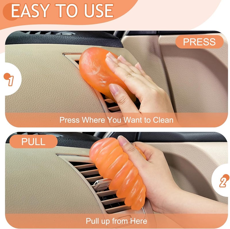 TeSabMi Car Cleaning Gel Car Cleaning Putty Car Putty Car Interior Cleaner Car Slime Car Detailing Kit Car Accessories Gifts for Men Women Stocking Stuffers Orange - Image 4