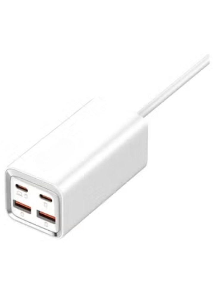 REBENUO Power Extension Strip 65 W Multi-Port Desktop Charging Station – 2× USB-C PD 65W + 2× USB-A QC 60W, 4-Port Fast Charger with 150 cm Cord, Auto-ID PD4+ QC3.0 PPS VOOC AFC Support, Fireproof PC Shell – Ideal for Home & Office - Image 1