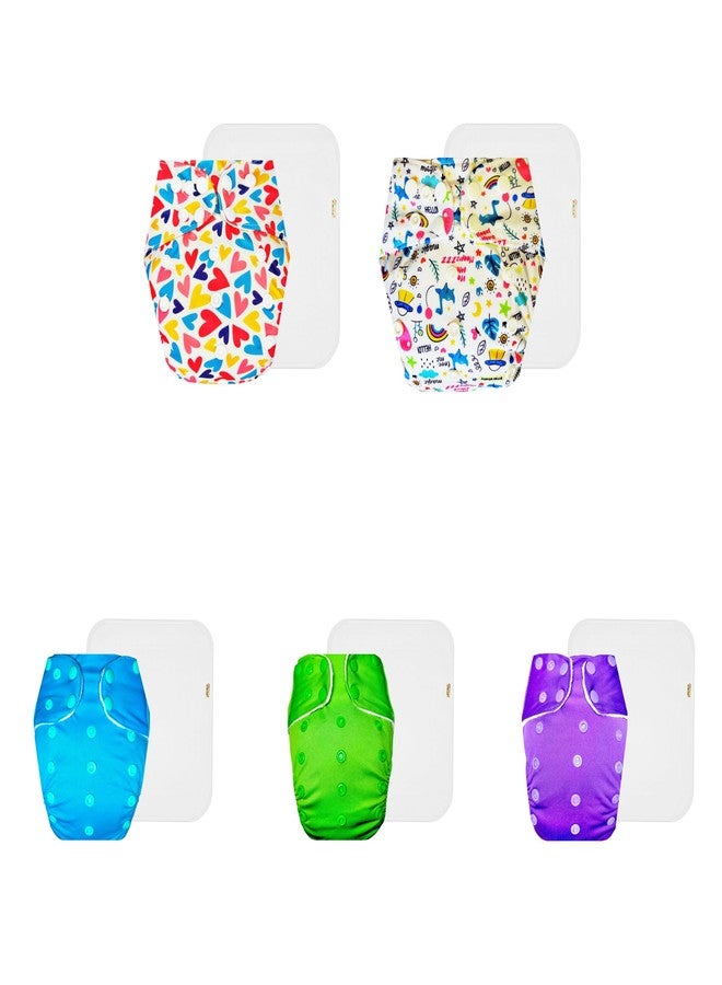 حفاضات دمبلدو القماشية الممتازة مع حشوة قطنية (عبوة من 5) | مضادة للحساسية | مانعة للتسرب | مناسبة للسفر | مثالية لفصل الصيف الهندي | من 3 أشهر إلى 3 سنوات | للجنسين - Image 1