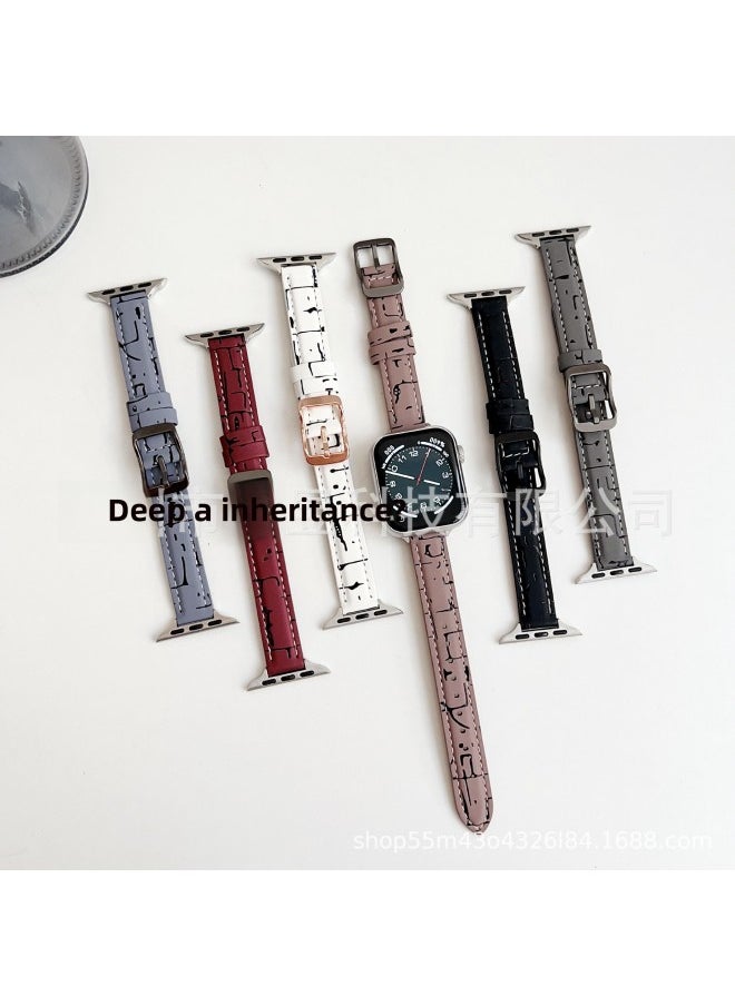Generic - Suitable For Apple Iwatch Lightning Pattern Japanese Buckle Watch With For Apple Watchs10/9/8/SE/7/65-Color:42/44/45/46/49mm Blue - Image 1