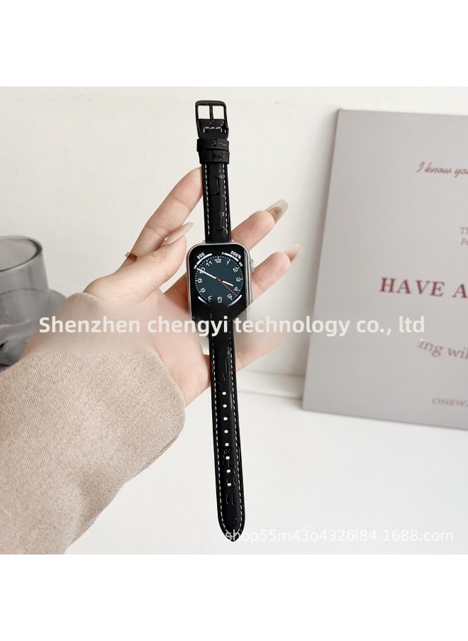Generic - Suitable For Apple Iwatch Lightning Pattern Japanese Buckle Watch With For Apple Watchs10/9/8/SE/7/65-Color:42/44/45/46/49mm Blue - Image 1