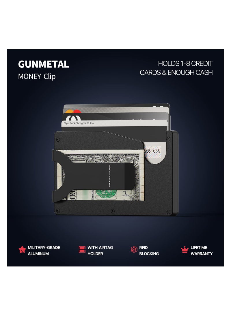 محفظة نحيفة من الألمنيوم مع حامل AirTag - محفظة عصرية تمنع RFID للرجال، مثالية للاستخدام اليومي والسفر. - Image 2