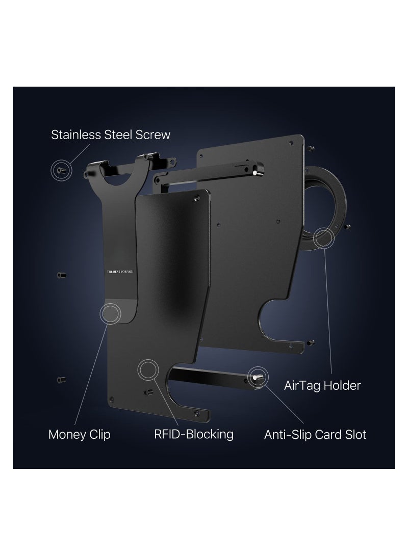 محفظة نحيفة من الألمنيوم مع حامل AirTag - محفظة عصرية تمنع RFID للرجال، مثالية للاستخدام اليومي والسفر. - Image 5