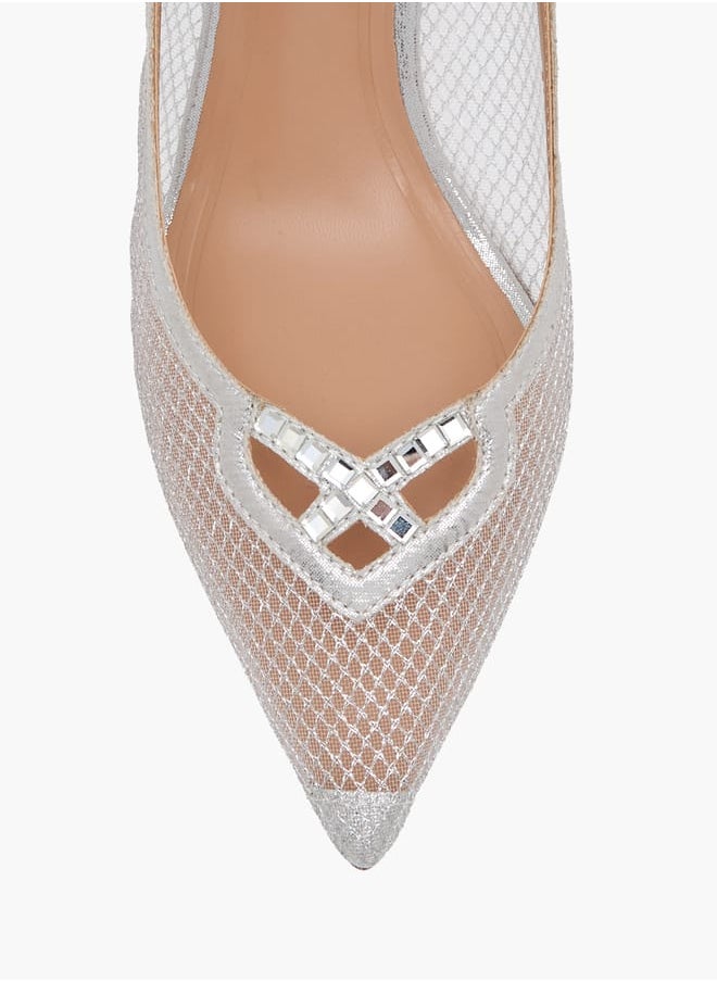Celeste Women's Embellished Slingback Shoes with Kitten Heels Ramadan Collection  - Image 4