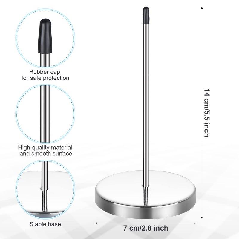 Photect 2 Pcs 16 Inch Restaurant Ticket Holder with 2 Stainless Steel Receipt Holder Spike Aluminum Slide Rack Rail for Restaurant Cafes Kitchen Pub Bar Hotel, Silver - Image 2
