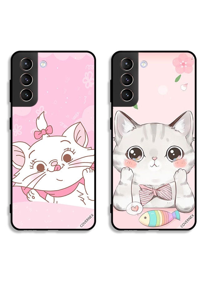 Covernex Two Cases For Samsung Galaxy S21 FE 5G Protective Covers Cat Clip Art and Cat Fish - Image 1