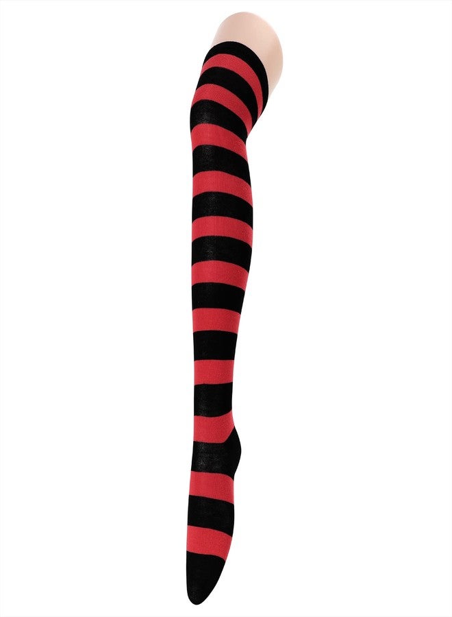Zando Women's Sexy Long Socks, Retro Knee High, Red & Black Over Knee, Novelty Tube, Extra Long Striped, Programming, Red Black, One Size - Image 4