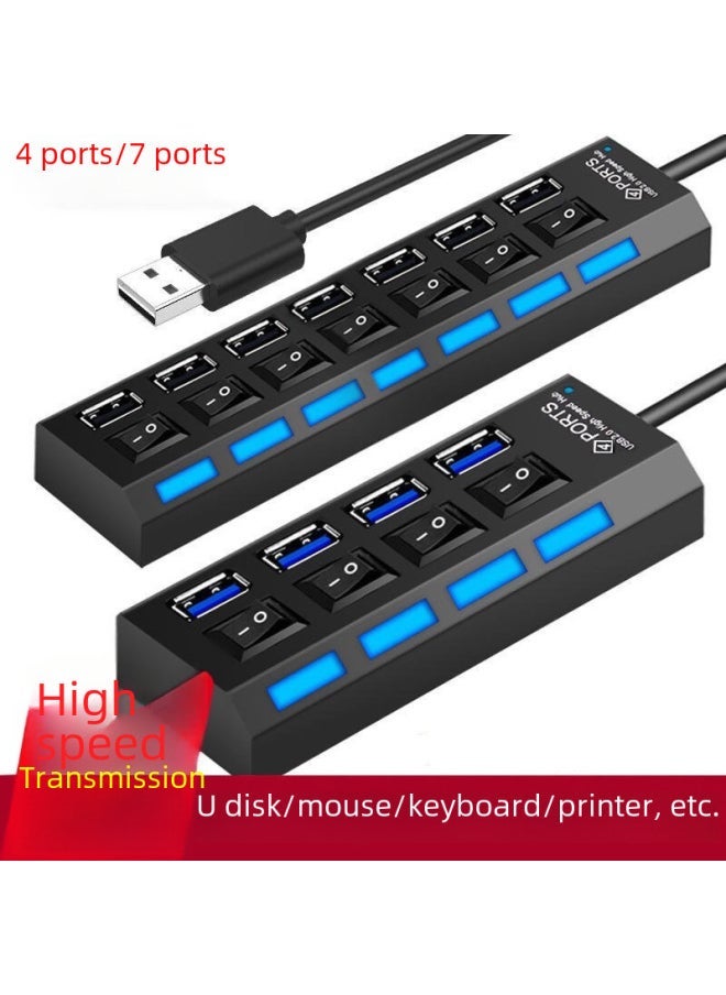 Usb Multi-port Switch Hub Concentrator Mouse Keyboard Usb Flash Drive Card Reader Printer High-speed Expander Digital Computer-Number Of Interfaces:Without Switch [4 White]] - Image 1