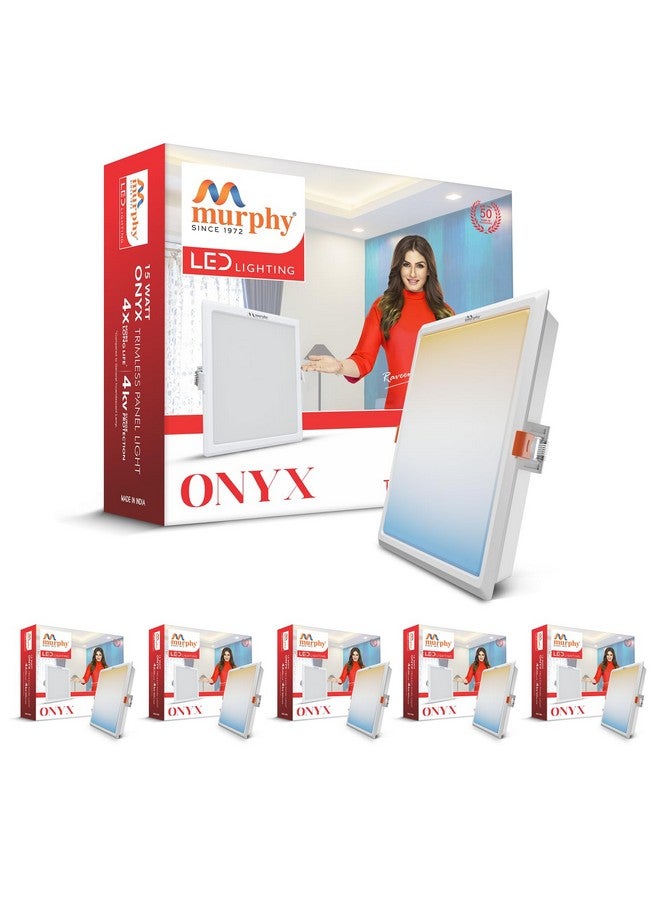 Murphy 15W Recessed Square Trimless LED Panel Light | 3-in-1 Colour Changing - Cool White/Neutral White/Warm White - Pack of 6 - Image 1