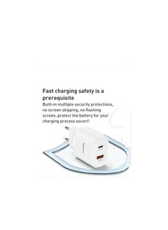 Yesido YC47 USB Double Port USB AND Type C With Lightning Cable Travel Charger  1MM  White