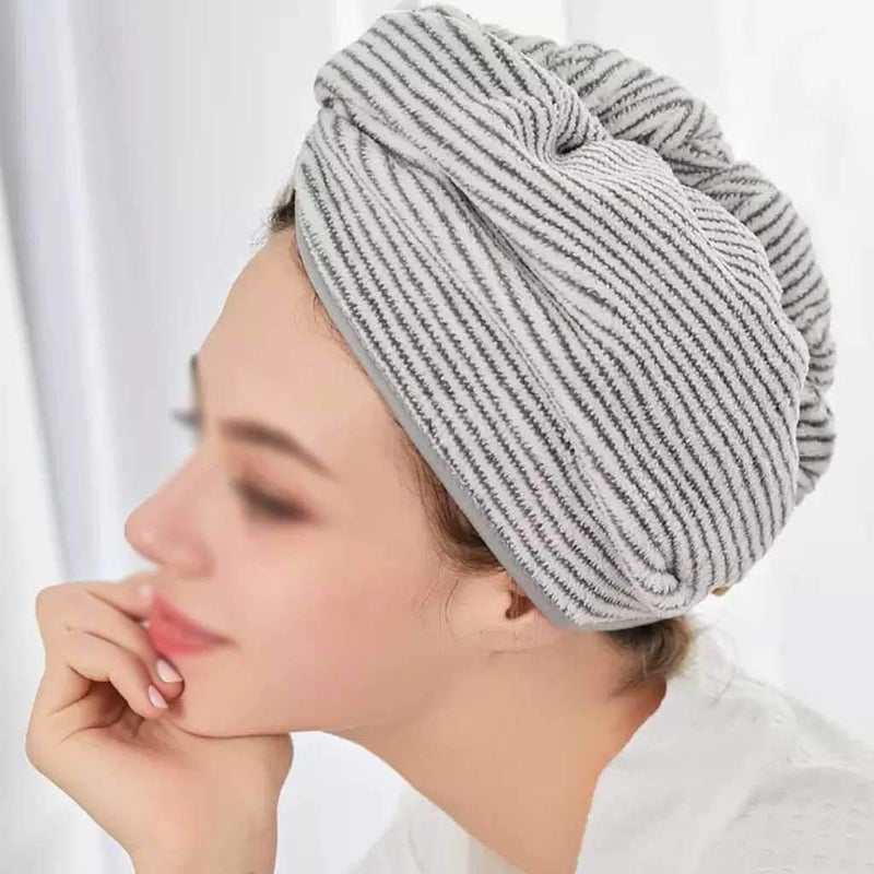 Bath Towels 2 Pack Bamboo Charcoal Fiber Drying Hair Towel Hat Bath Shower Head Bandana Absorbent Quick Dry Hair Towel Hat Bath Towels - Image 3