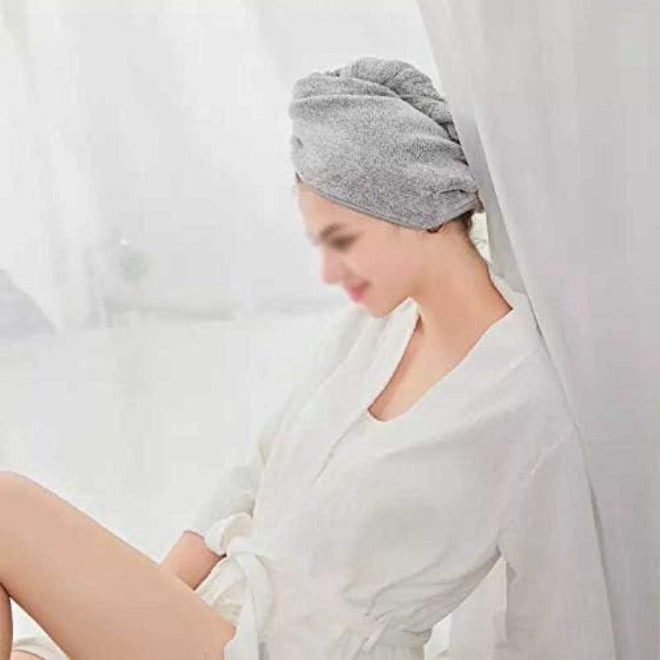 Bath Towels 2 Pack Bamboo Charcoal Fiber Drying Hair Towel Hat Bath Shower Head Bandana Absorbent Quick Dry Hair Towel Hat Bath Towels - Image 5