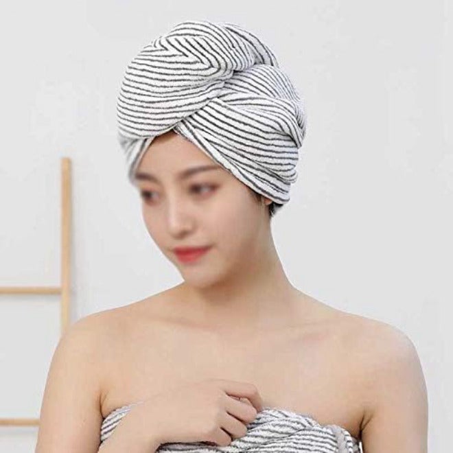 Bath Towels 2 Pack Bamboo Charcoal Fiber Drying Hair Towel Hat Bath Shower Head Bandana Absorbent Quick Dry Hair Towel Hat Bath Towels - Image 4