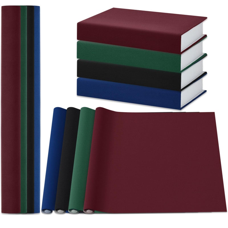 PerKoop 4 Pcs Book Cloth for Book Binding 40 x 16 Inches Bookcover Fabric Surface and Paper Backed Close Weave Book Binding Cloth for Scrapbooking Album DIY Crafts, 4 Colors - Image 1