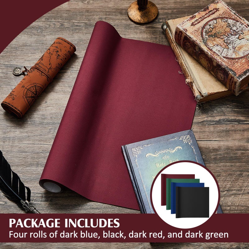 PerKoop 4 Pcs Book Cloth for Book Binding 40 x 16 Inches Bookcover Fabric Surface and Paper Backed Close Weave Book Binding Cloth for Scrapbooking Album DIY Crafts, 4 Colors - Image 3