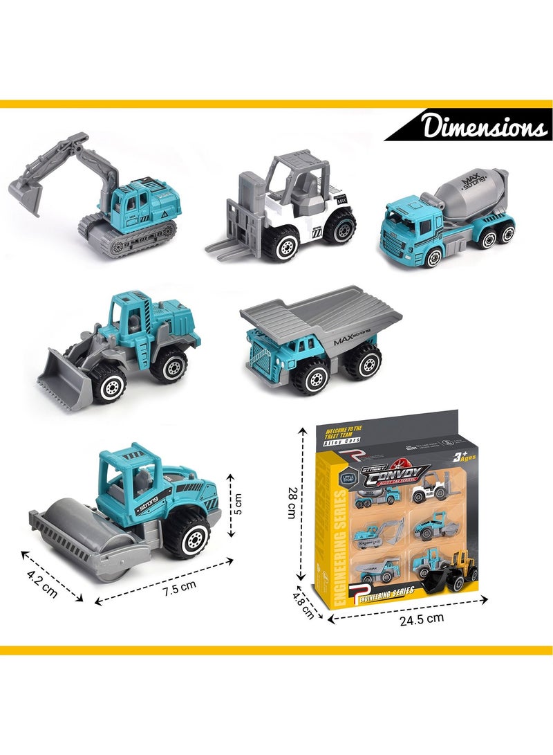 Little Story 6 Pieces Alloy Sliding Engineering Toy Truck - Multicolor - Image 3