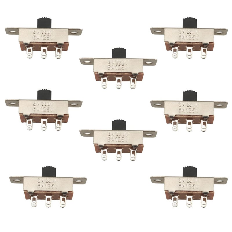 klarako 8PCS Silver On/Off/On 3 Position DPDT 2P3T PCB Panel Slide Switch 6A/125V 3A/250V AC Slide Switch - Image 1