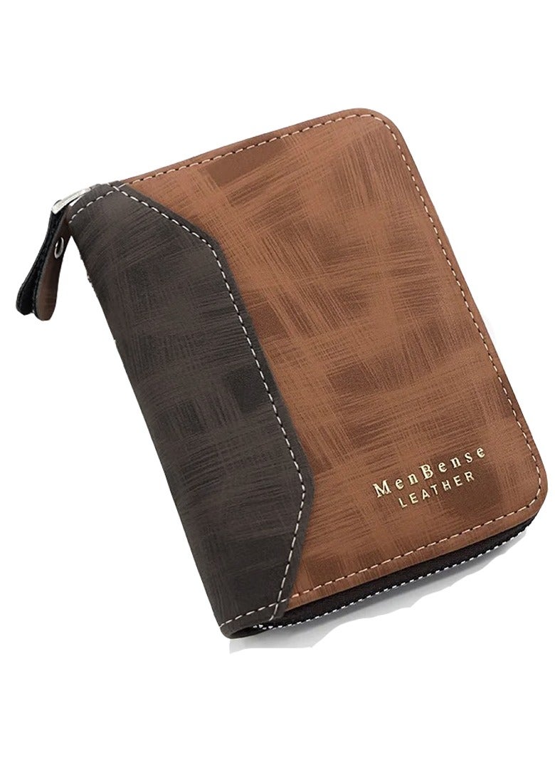 Mens Zipper Wallet Leather Card Wallet for Men with External Zipper and 6 Interior Pockets and Snap Pocket for Coin Purse Men  - Image 1