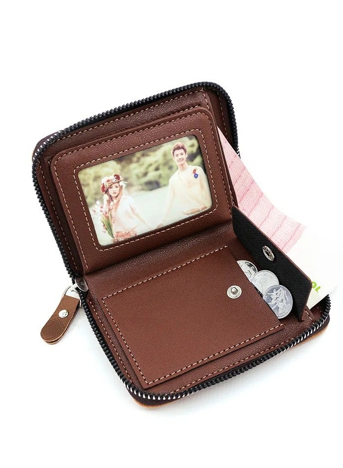 Mens Zipper Wallet Leather Card Wallet for Men with External Zipper and 6 Interior Pockets and Snap Pocket for Coin Purse Men  - Image 2