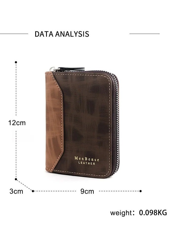 Mens Zipper Wallet Leather Card Wallet for Men with External Zipper and 6 Interior Pockets and Snap Pocket for Coin Purse Men  - Image 4