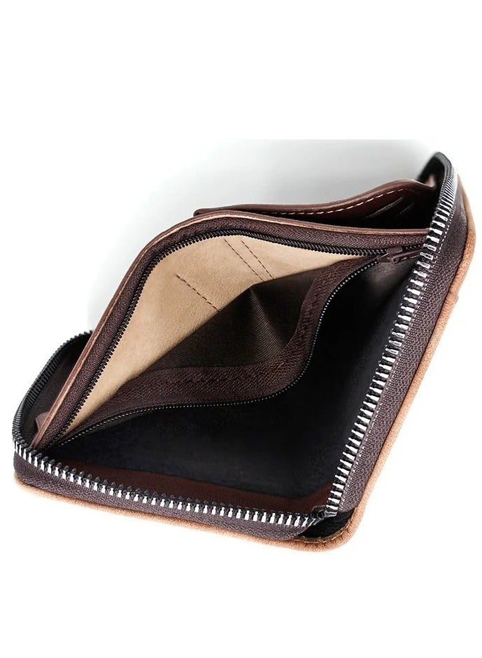 Mens Zipper Wallet Leather Card Wallet for Men with External Zipper and 6 Interior Pockets and Snap Pocket for Coin Purse Men  - Image 5