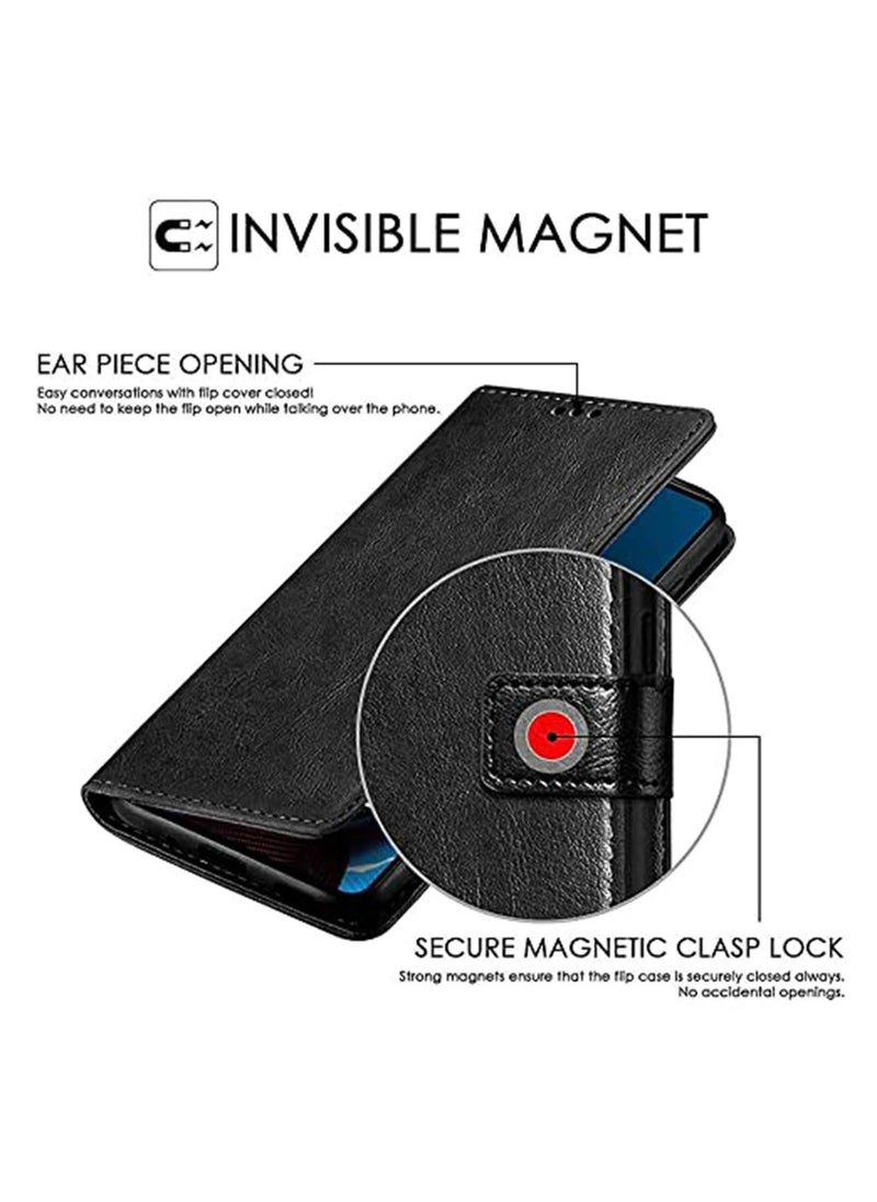 Generic - Poco X5 Pro/Redmi Note12 Pro 5G Case Cover,with Shock Proof Flip Cover Back Case Cover Flexible Leather Finish Card Holder Pockets Wallet Stand Black - Image 1