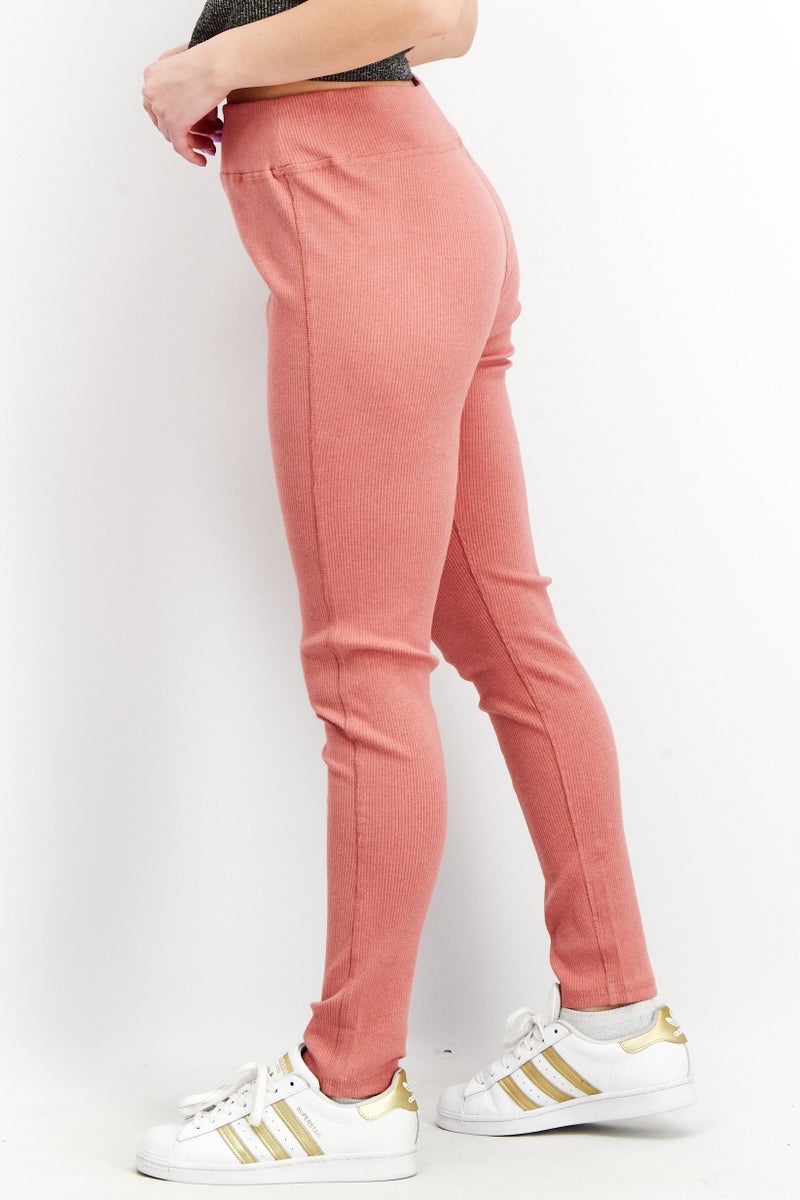 Splendid Women Pull On Ribbed Leggings, Pink - Image 3