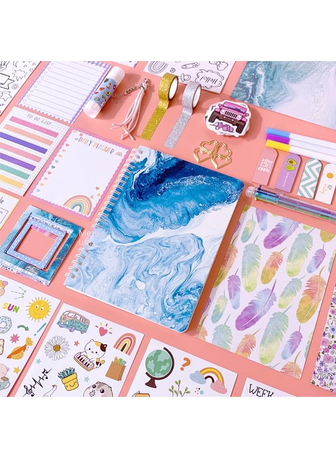 Bluejw Cross-border Scrapbook Sticker Diy Journal Set Children Full Set Stationery Budget Hand Book Diary Suit - Image 2