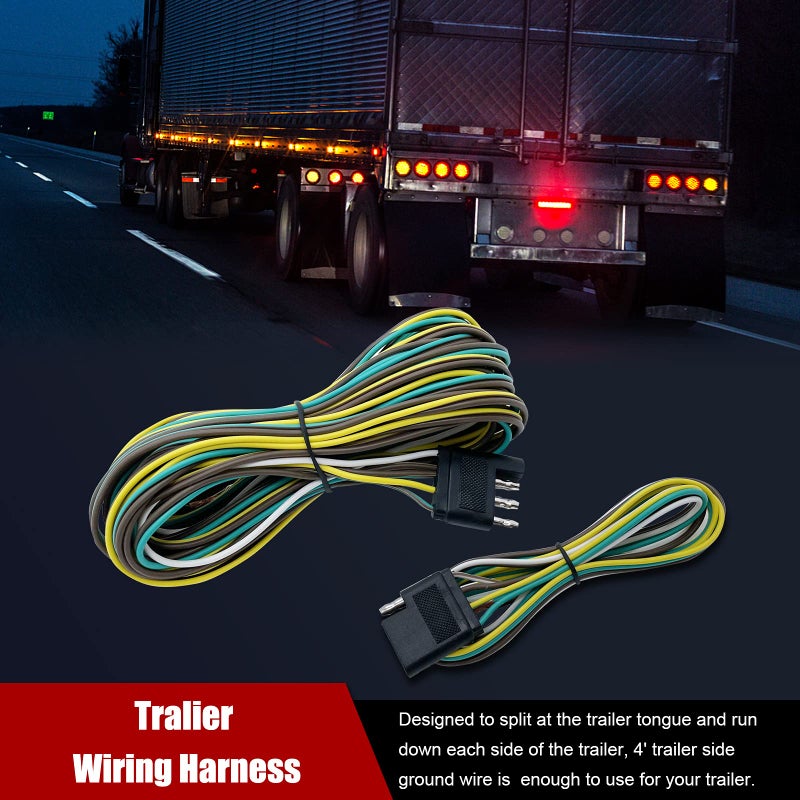 LIMICAR Trailer Wiring Harness Kit, 25ft Trailer Wire with 4 Flat Extension Connector, 4 Pin Flat Wishbond Wiring Light Kit for Utility Boat - Image 4