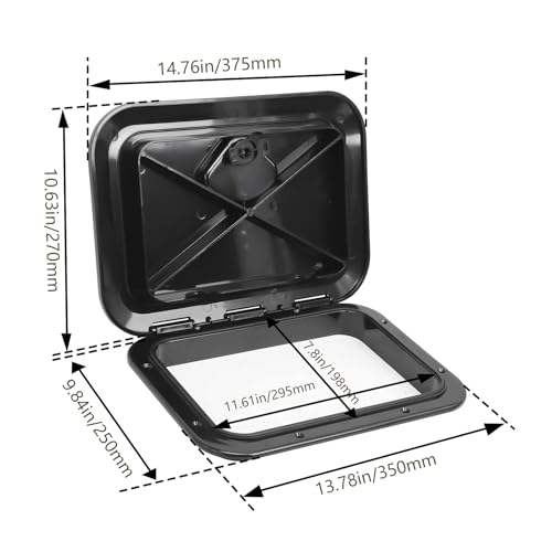 Amarine Made Marine Access Hatch Boat Hatch Lid Deck Access Hatch & Lid 10-5/8" X 14-3/4" - White or Black 270mmx375mm (Black) - Image 2