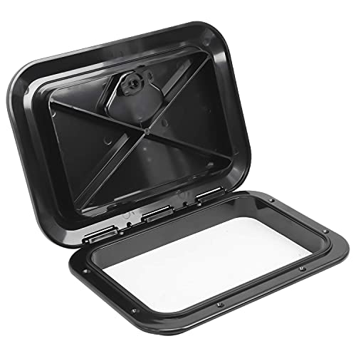 Amarine Made Marine Access Hatch Boat Hatch Lid Deck Access Hatch & Lid 10-5/8" X 14-3/4" - White or Black 270mmx375mm (Black) - Image 1