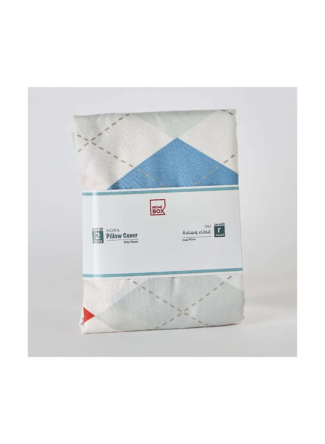 Home Box Nora 2-Piece Plaid Reversible Microfibre Pillow Cover Set 50 x 75 cm