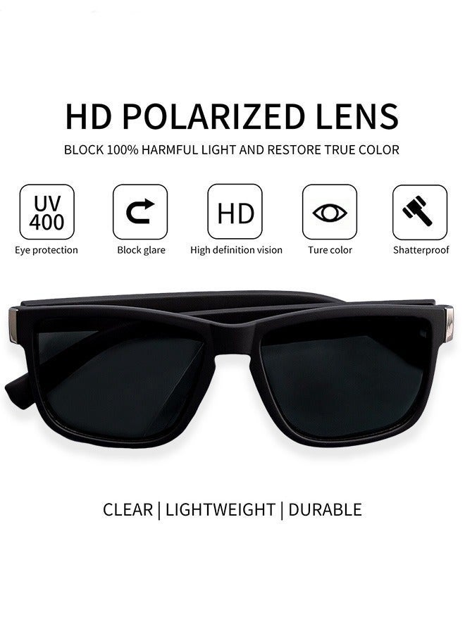 Men's Polarized Square Sunglasses, UV400 Protection Sun Glasses with PC Frame, Fashion Anti-Glare Sunglasses for Men Driving, Fishing, Traveling, 61mm - Image 5