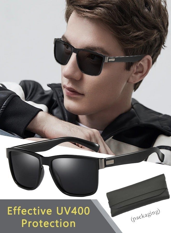 Men's Polarized Square Sunglasses, UV400 Protection Sun Glasses with PC Frame, Fashion Anti-Glare Sunglasses for Men Driving, Fishing, Traveling, 61mm - Image 1