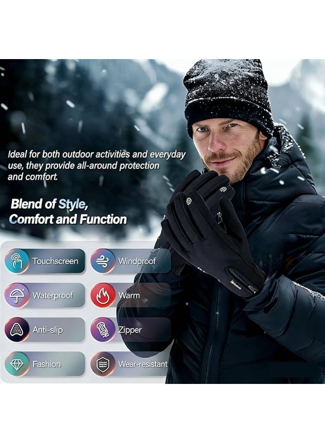 قفازات الشتاء, قفازات دافئة للطقس البارد, قفازات للرجال والنساء, الحرارية, شاشة اللمس, قفازات مقاومة للماء, مقاومة للرياح جميع الأصابع قفازات, للتزلج والعمل في الهواء الطلق, L - Image 3