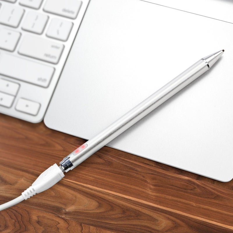 BoxWave قلم ستايلس BoxWave متوافق مع ASUS VivoBook Flip 14 - قلم ستايلس نشط AccuPoint، قلم إلكتروني برأس دقيق للغاية لـ ASUS VivoBook Flip 14 - فضي معدني - Image 4