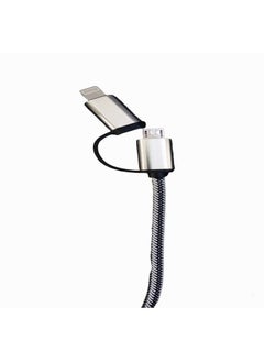 Charging and data cable with two lightning and micro silver outputs 102IS