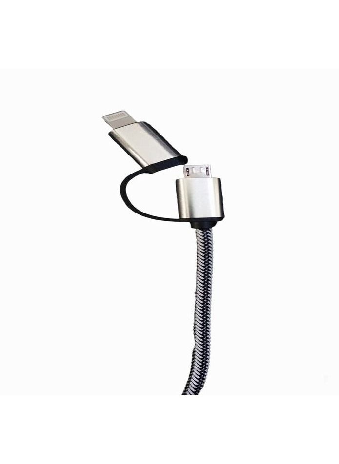 Touch Charging and data cable with two lightning and micro silver outputs 102IS  - Image 1